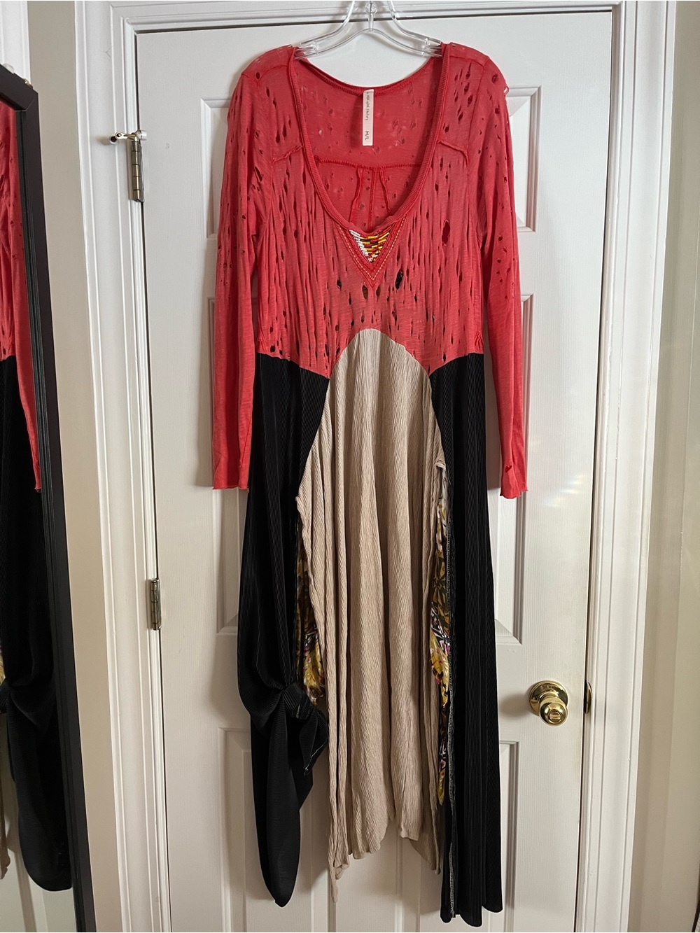 MORGAN FACTORY distressed Beaded tunic dress M L